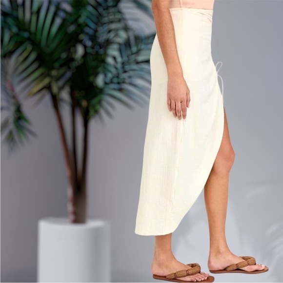 Free People New Natural Cerine Ruched Midi Skirt in Ivory NWOT - Picture 10 of 16